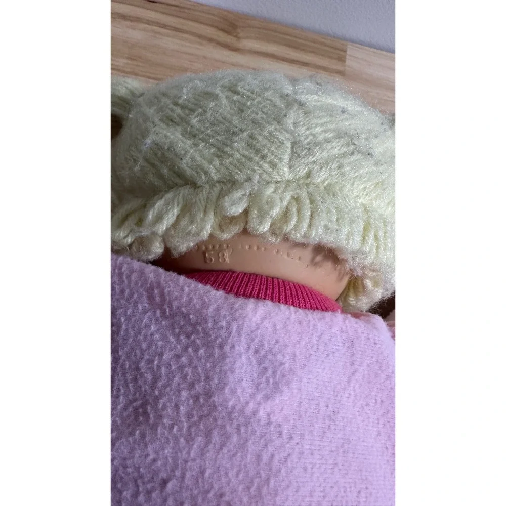 Vintage Cabbage Patch Kids Doll 1982 Coleco Blonde Yarn Pigtails Blue Eyes Pink
